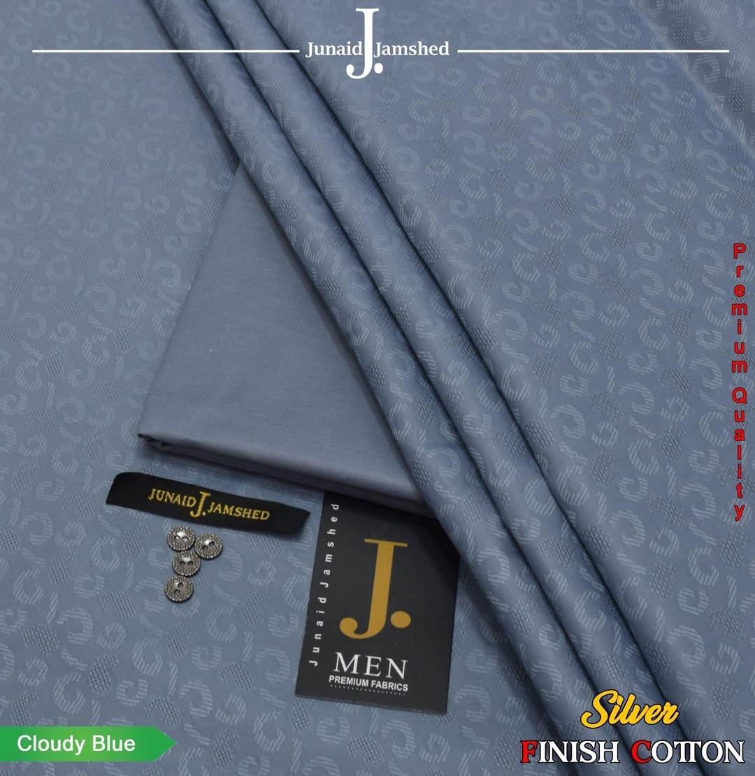 Men's  Textured Hard Cotton Suit with Silver Finish