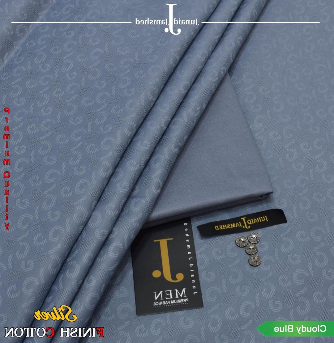 Men's  Textured Hard Cotton Suit with Silver Finish
