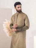 Men's Embroidered Cotton Suit Green Summer  Wear