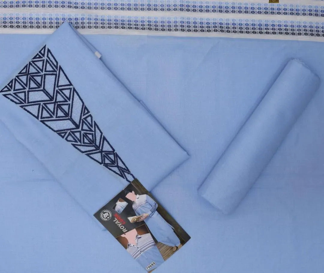 Men's  Embroidered Cotton Suit Summer  Wear