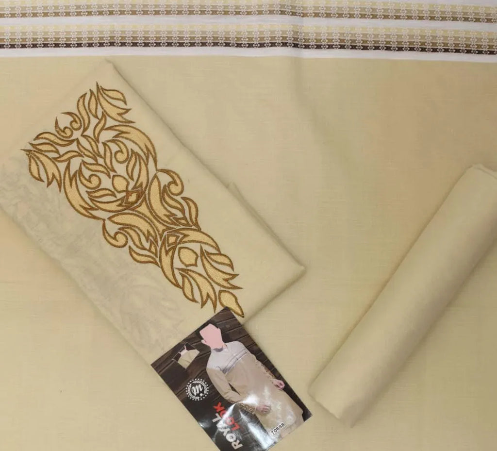 Men's  Embroidered Cotton Suit Summer  Wear