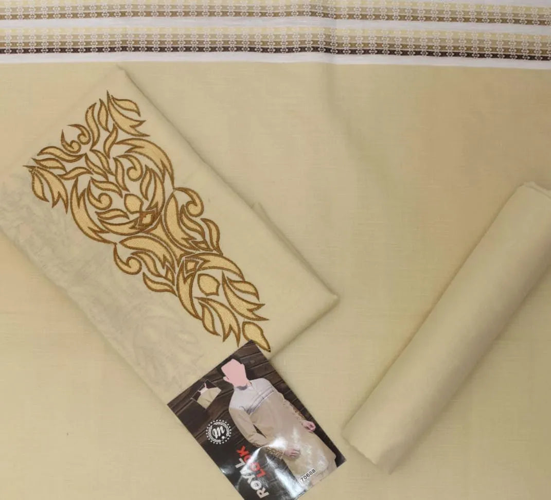 Men's  Embroidered Cotton Suit Summer  Wear