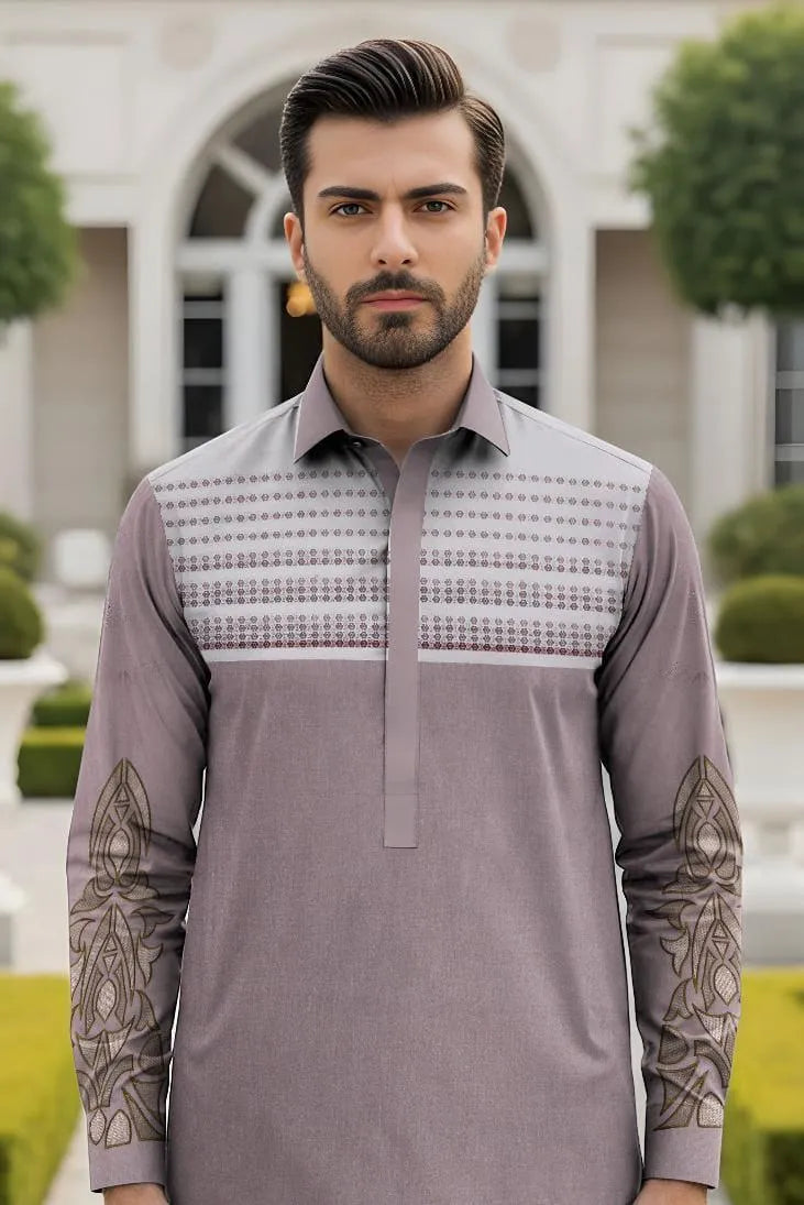 Men's  Embroidered Cotton Suit Summer  Wear