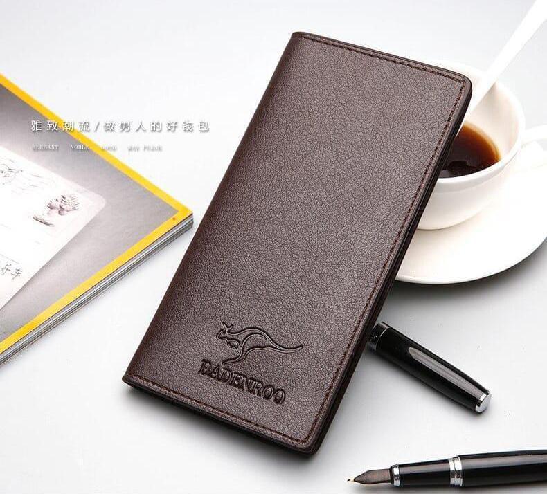 Men's Leather Bi-Fold Wallet Black Brown Slim Design