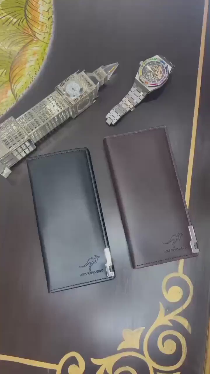 Men's Leather Bi-Fold Wallet Black Brown Slim Design